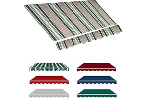 WZUOPG Retractable Awning Patio Sun Shade Shelter Replacement Fabric Top Cover（Fabric Only） Water-Resistant Polyester Replacement Canvas for Awnings, Deck, Balcony, Yard, Ou(Size:10x16ft,Color:Multi Stripe)