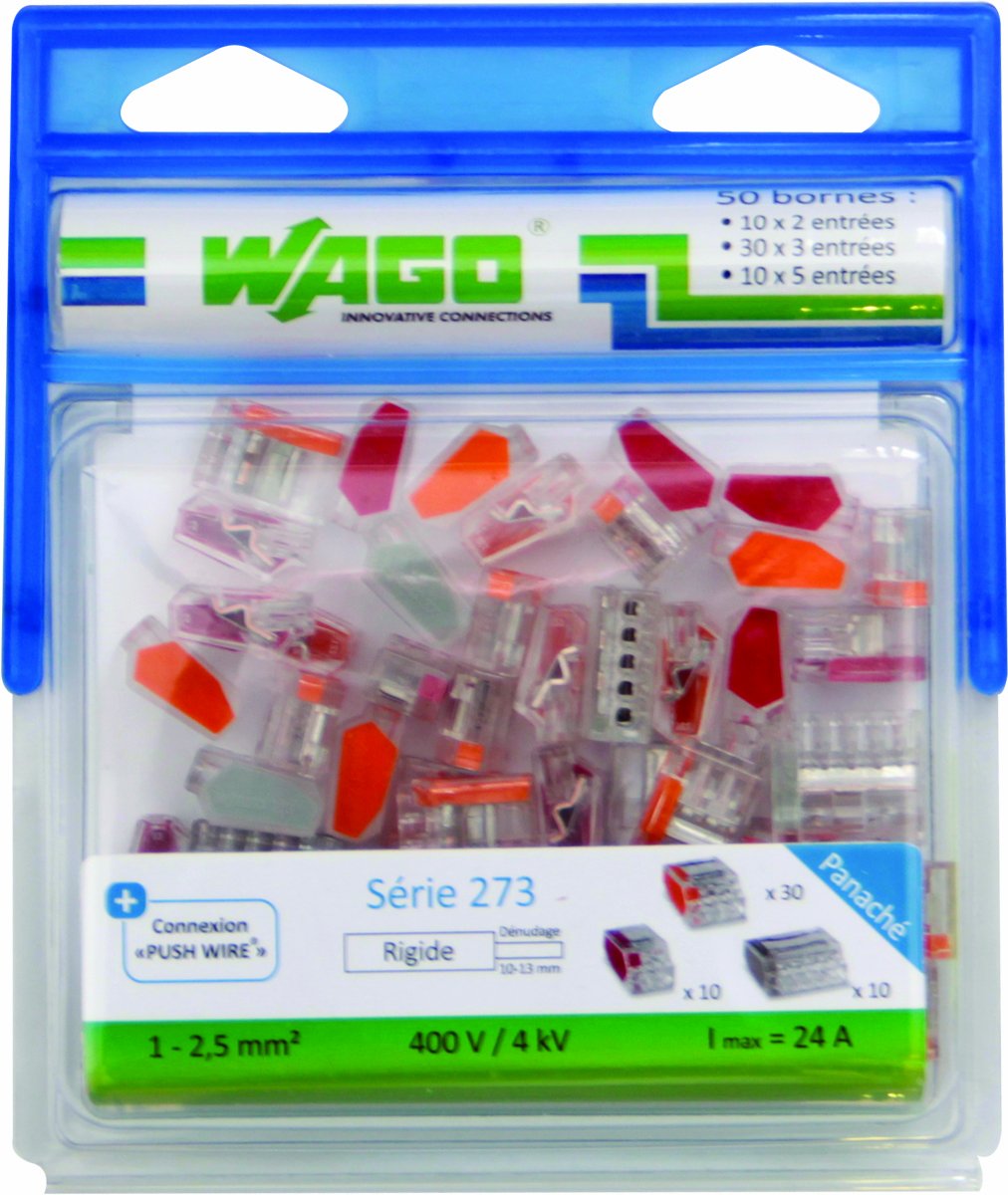 Wago WAG273/PAN50 Wire Connectors Pack of 50 10 x 2 Wires and 30 x 3
