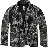 Brandit Individual WEAR Men's Stylish Weatherproof Active Everyday Outdoor Field Jacket with Stand-up Collar & Concealed Hood, Dark Camo, Small