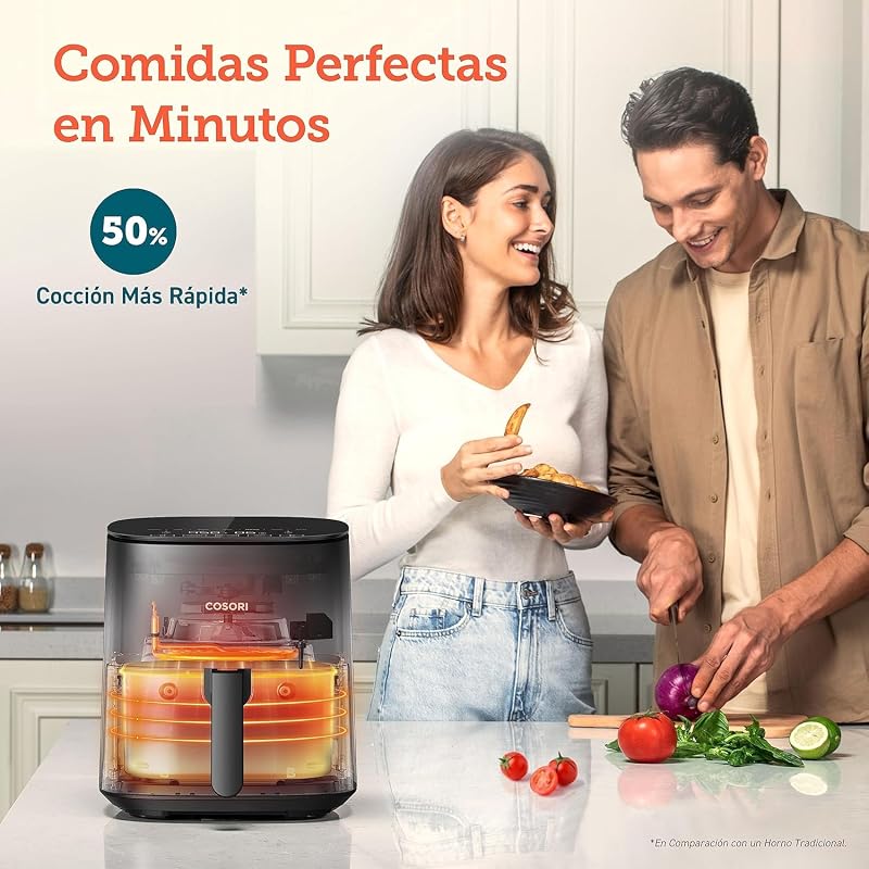 Fritadeira de ar durável de 4,7 L, 9 modos, máximo 230 °C, silenciosa