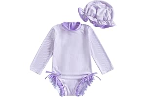 Socutebabe Baby Girl Swimsuit Baby Girls Long Sleeve One Piece Swimsuit Romper Infant Bathing Suit Baby Girl Beach Rash Guard