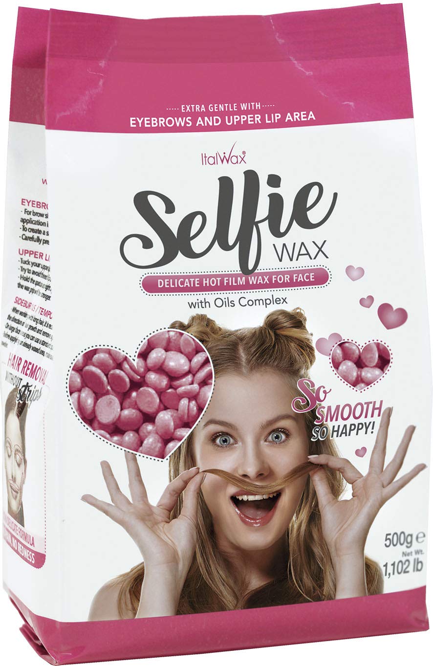 ItalWax Selfie Wax for Face - Hypoallergenic Hard Stripless Wax Beads 1.1 lb./500g Bag