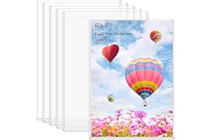 AKONEGE 6PCS 6" x 9" Rigid Print Protectors Clear Hard Plastic Large Card Sleeves for Jumbo Card, Top Loading Rigid Card Sheet Protectors for Postcards, Photos, Trading & Sports Cards