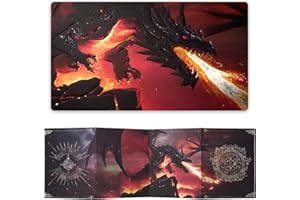 HNCCESG 4-Panel Magnetic Dungeon Master Screen, 3D Embossed Design, RPG Game Master Accessory for Tabletop Role-Playing Games