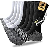 JOYNÉE 8 Pairs Mens Cushioned Crew Athletic Socks, Moisture Wicking Breathable Socks for Sport Running,Black,Sock Size:13-15