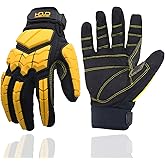 HANDLANDY Anti Vibration Gloves, SBR Padding, TPR Protector, Mechanic Work Gloves (Large, Black)