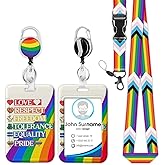 Funny Pride LGBTQ Flag Badge Holder Reel Lanyard, Rainbow ID Card Badge Holder Retractable Name Tag Clips, Funny Nurse Teacher Office Student Gifts