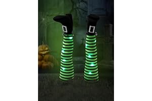 wlflash Halloween Witches Legs Decor Leg Yard Stakes Stake Wreaths Feet Door Crashing Garden Party Porch Wicked Hanging House Foot Outdoor Decorations (Green)