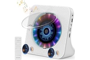 KOVCDVI CD Player Portable Desktop CD Players for Home,Bluetooth CD Player with Speakers Remote Control Dust Cover Display FM Radio Timer USB AUX Headphone Port for Kids Adults