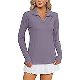 LOMON Women Long Sleeve Shirts Sun Protection 1/4 Zip Summer Quick Dry Hiking Shirts Quarter Zip Pullover for Women
