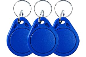 Tqsbeyah 5Pcs 13.56MHz UID Key fobs Rewritable Blank IC Key Fob Blue Contactless NFC Proximity Key Fobs Compatible with MIFARE Classic 1K Writable RFID Card Key for Access Control Systems