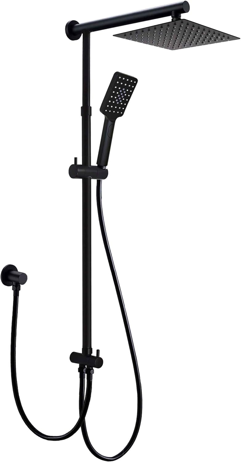 WELS 8" 10" 12" SUS Square Shower Head Set Handheld Spray Diverter