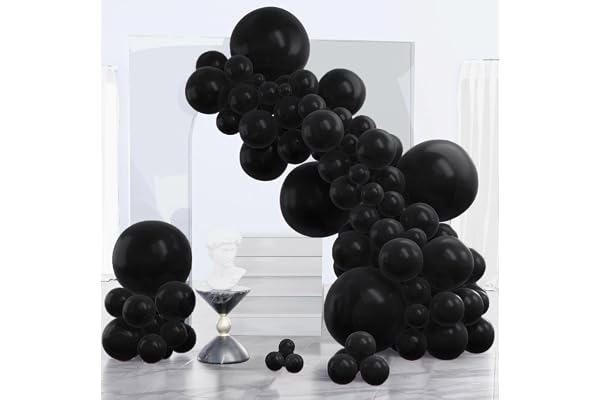 PartyWoo Black Balloons 140 pcs Different Sizes of 18 12 10 5 Inch Black Balloons Arch Kit Garland for Baby Shower Birthday Graduation Casino Gaming Anniversary Retirement Party Decorations Black-Y18