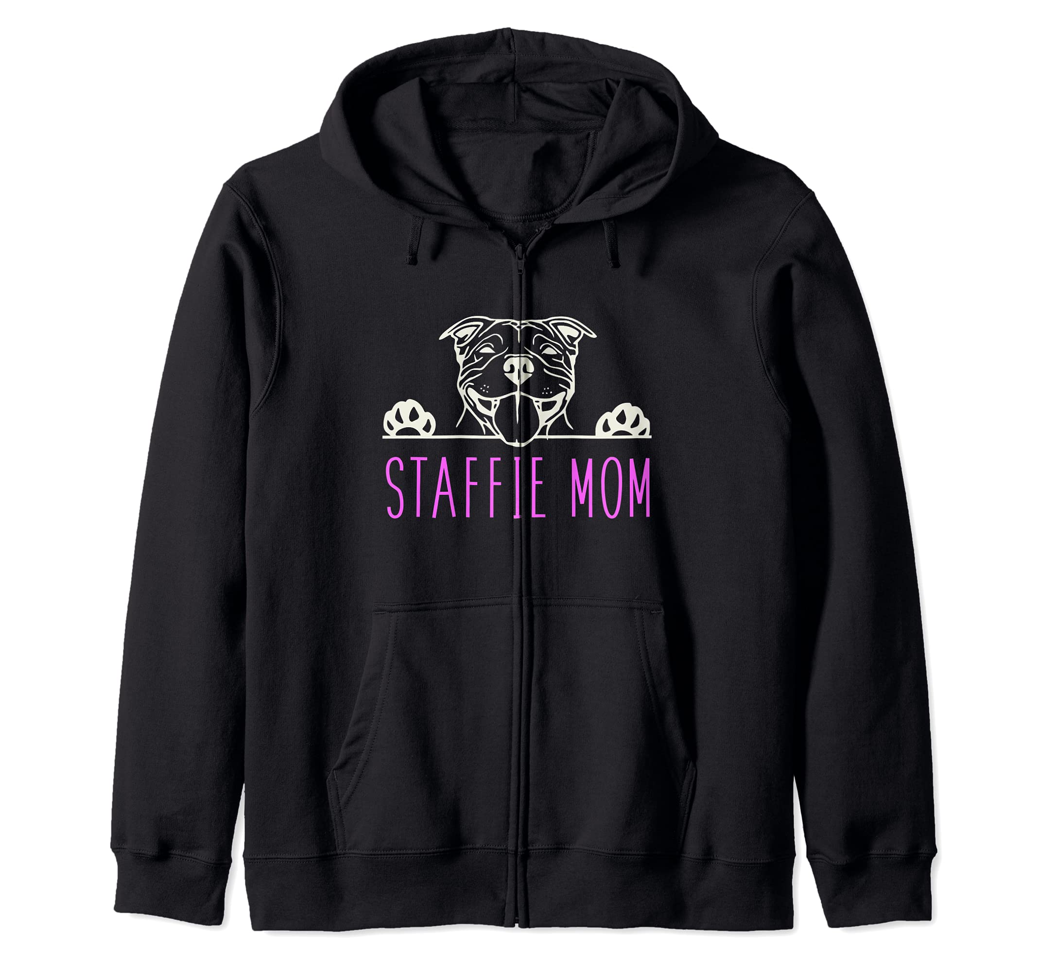 Staffie Mom with Staffordshire Bull Terrier Dog Zip Hoodie