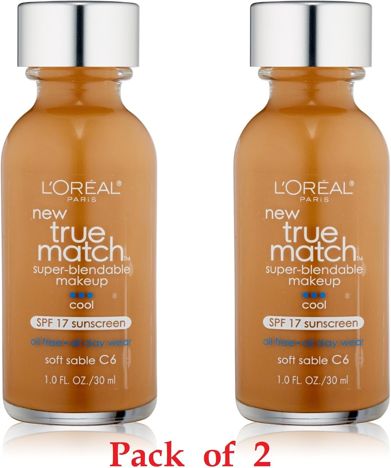 Loreal Paris True Match Super Blendable SPF 17 Cool Soft Sable Foundation Makeup - 2 per case.