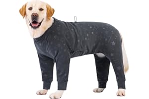 YEAPEETO Dog Coats Autumn Winter Jumpsuit for Large Medium Dogs, Warmer Recovery Suit Polar Fleece Dog Bodysuit Lightweight Pajamas Pullover Stretchy Onesie Four-Legged Cold Weather Clothes(5XL, Grey)