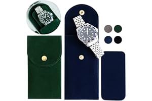 Besforu 4PCS Watch Travel Case for Men and Women Portable Velvet Watch Pouch Watch Storage Bag and Organizer (2GREEN+2BLUE)