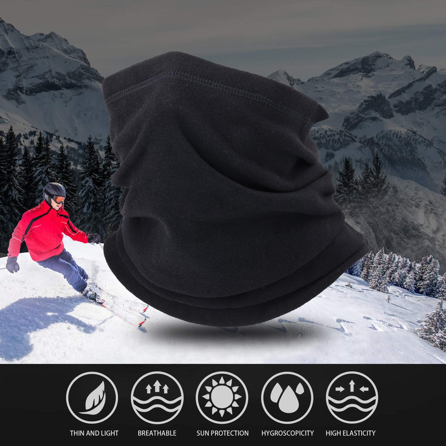 Winter Fleece Neck Warmer Gaiter – Windproof Ski Face Mask, Unisex, Thermal & Breathable