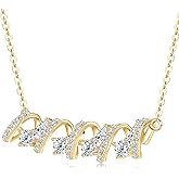 EONFUN Pear Moissanite Pendant Necklace, 1.0CTTW D Color VVS1 Pear & Round Cut Moissanite 925 Sterling Silver Infinity Necklace for Women Birthday Gifts