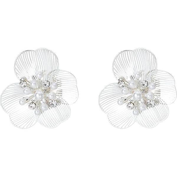 m⭐︎Floral Motif Short Earring - white Amazon.com: Elegant Resin White Flower Stud Earrings Women Tiny