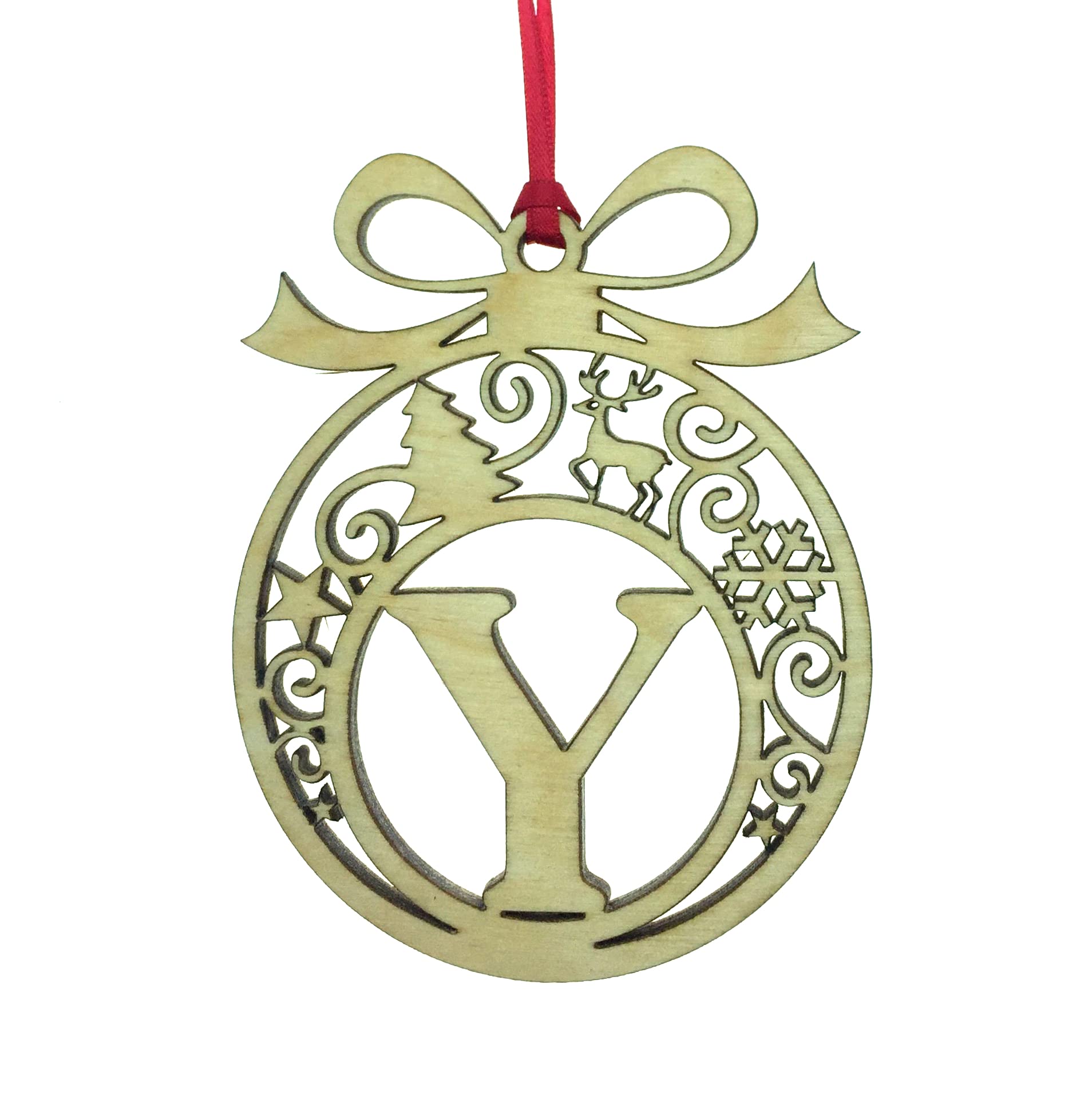 Personalised Christmas tree bauble decoration pendant ornament: Letter Y — image 1