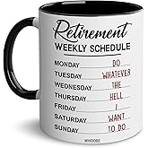 WHIDOBE Retirement Gift - Gift For Retirement Men And Women - Retired Gifts - Retirement Weekly Schedule Gifts - Retiree Gift for Women Men - Retired Calendar Mug for Coworkers, Boss, Grandma, Grandpa