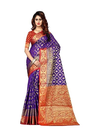 Shoppershopee Kanjivarm Banarasi Silk Saree (9017 Purple)