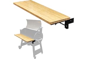 Iron Forge Tools 36.5x12 Wood Folding Grill Shelf Accessory - Charcoal Grill Accessories for Pellet Smoker Barbeque - Compatible with Traeger Pro 34, Pro 780, Ironwood 885 Series Texas Elite, Eastwood