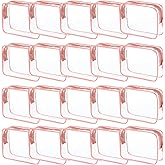 20 Packs Clear Cosmetics Bags for Women Men Waterproof Toiletry Bags PVC Makeup Bags Organizer Case with Zipper for Travel Bathroom (20 Pink Colors)