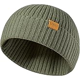 FUQILA 100% Merino Wool Fisherman Beanie Hat, Unisex Warm Winter Hats, Soft Breathable Knitted Short Cuffed Cap