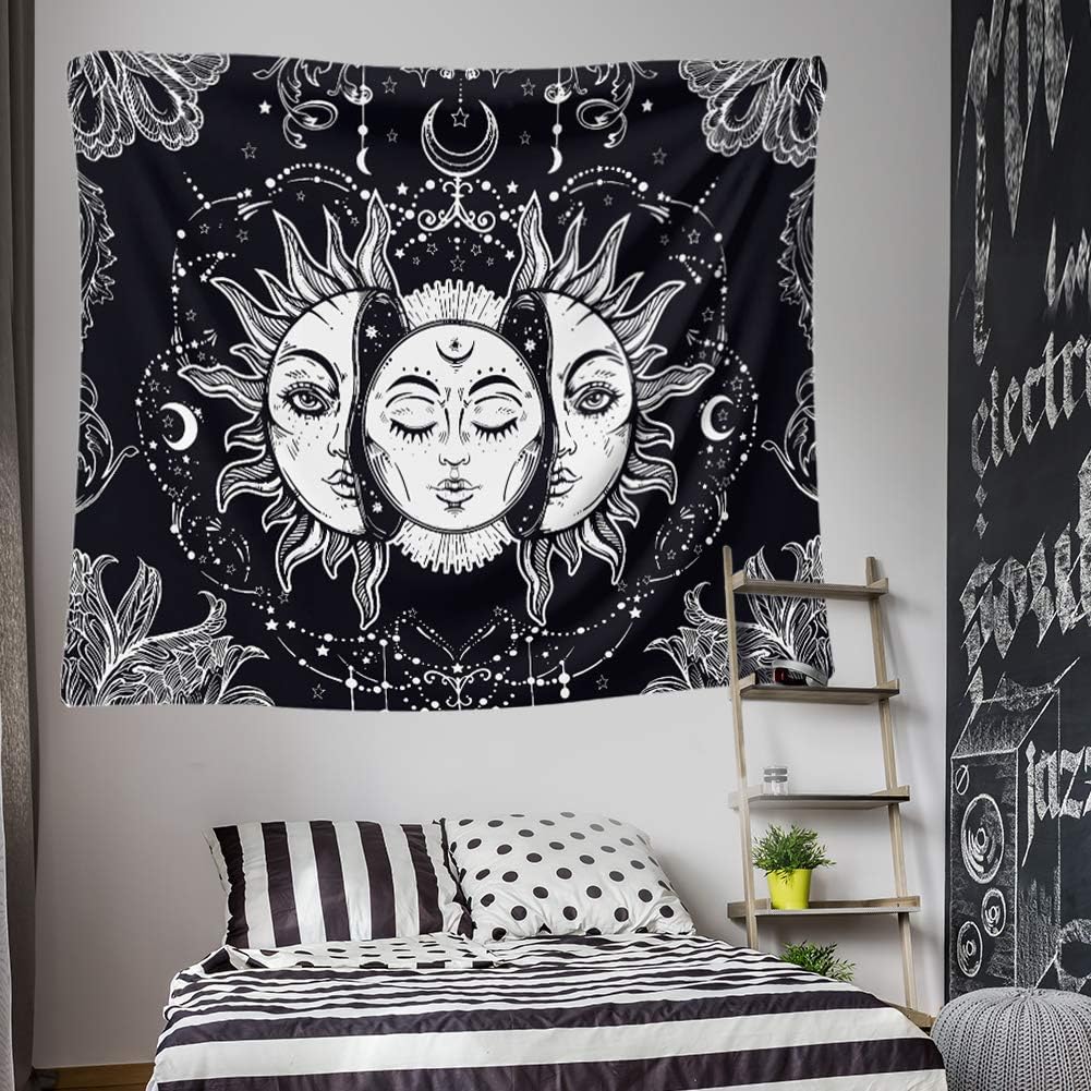 Tapestry Wall Hanging Wall Tapestry Black and White Sun and