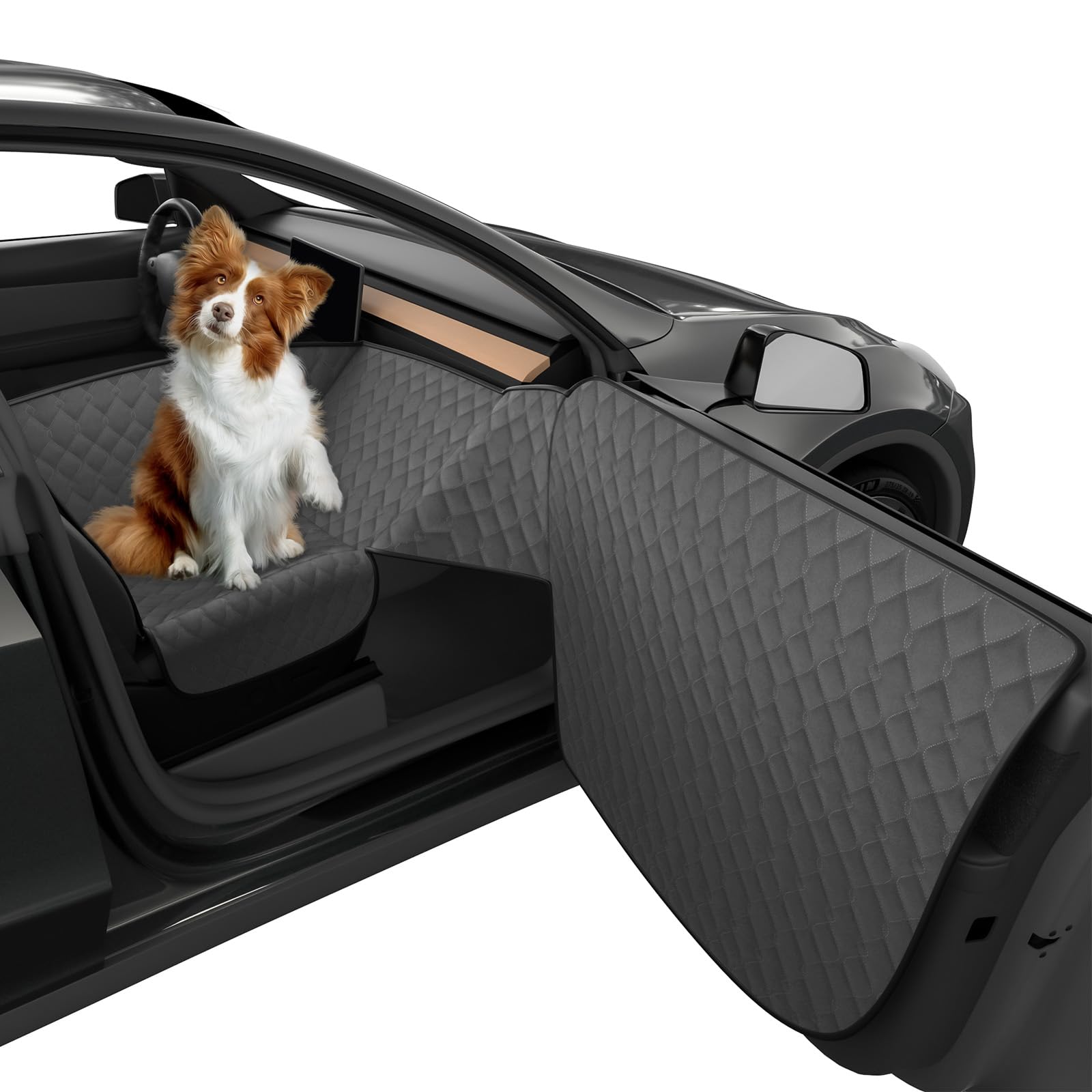 Photo 1 of nuoozy Dog Car Seat Cover for Front Passenger Side with Dashboard & Door Protector Detachable Washable Pet Seat Travel Hammock Cushion for Sedans SUVs and Small Trucks (Black)