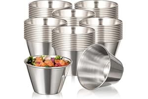 Fit Meal Prep [120 Pack] 4 oz Stainless Steel Dipping Sauce Cups, Reusable Metal Ramekins, Commercial Grade Condiment Bowls, 