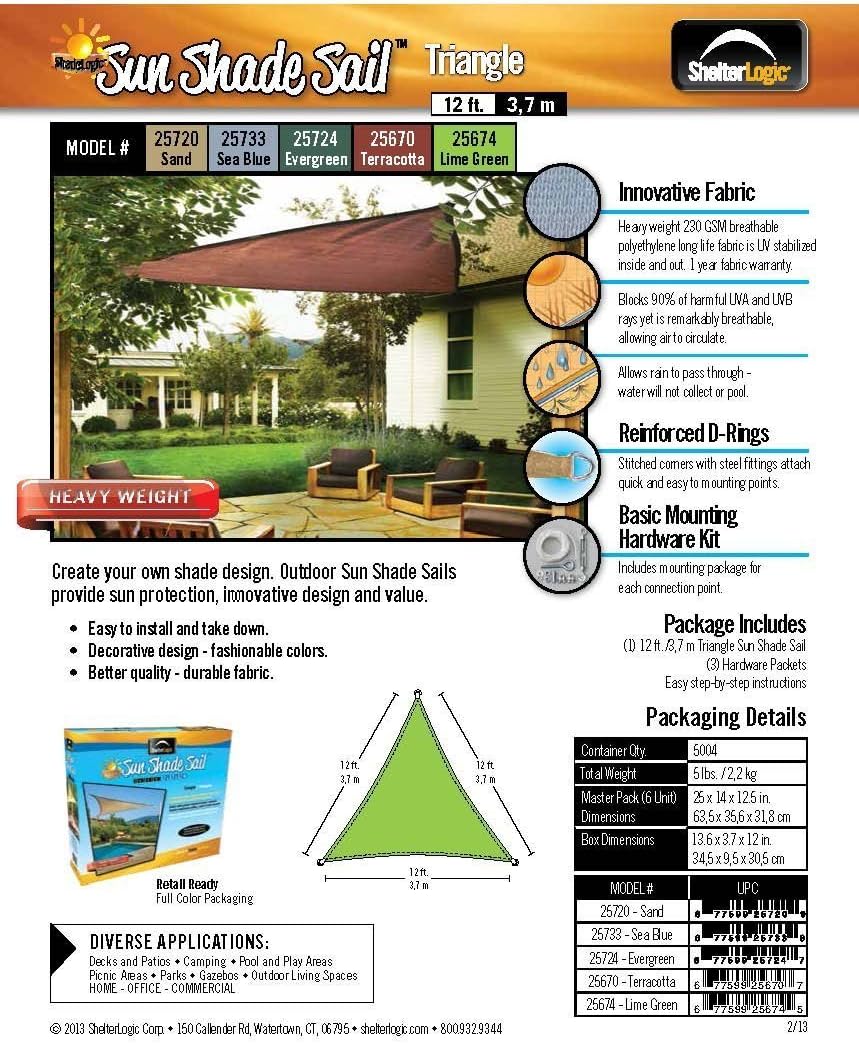 pool sun shade on Amazon Com Shelterlogic 25671 Sail Heavyweight 16 X 16 Ft Triangle Terracotta Sun Shade 16 X 16 Garden Outdoor