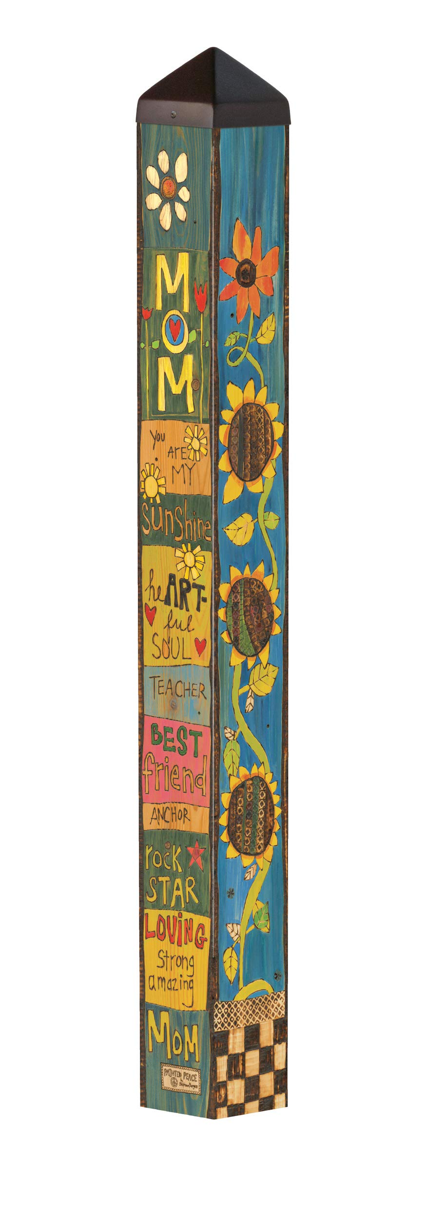 Studio M Best Mom Art Pole Mother's Day Outdoor Decorative Garden Post, Made in USA, 40 Inches Tall