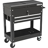 Ironton 28in. 2-Drawer Rolling Tool Cart, 350-Lb., Locking Drawers | Heavy-duty steel frame, open lower tray, quick-access tool organization, garage/workshop/warehouse use, easy maneuvering