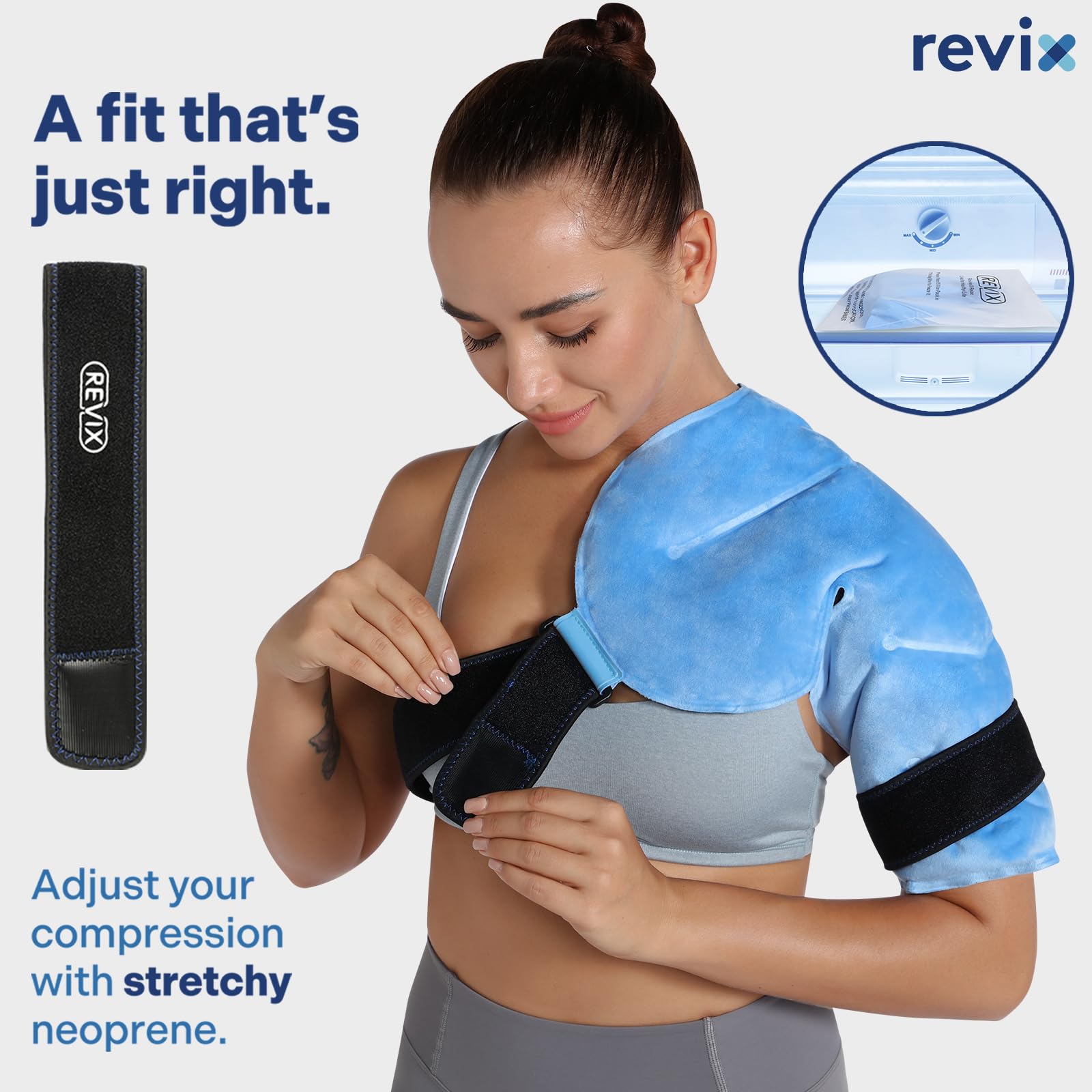 REVIX Shoulder Ice Pack for Rotator Cuff Cold Therapy, Arm Gel Ice Pack for Injuries Reusable, Flexible Cold Compression Wrap for Post-Workout Recovery, Fatigue and Shoulder Discomfort, Blue