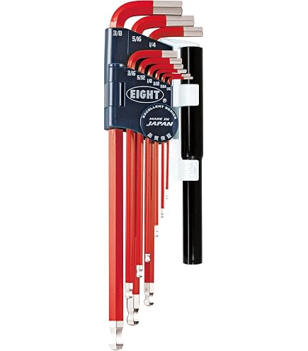 EIGHT TOOL TLS-9NP TAPER HEAD HEX KEY EXTRA LONG SET, METRIC, 9PC