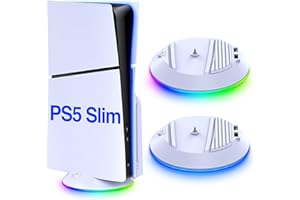 EXTREMECOOL PS5 Slim Vertical Stand for Playsation 5 Slim Disc Digital Consoles, PS5 Stand Base with RGB Light, 2 USB Hub for 2023 PS5 Slim Versions