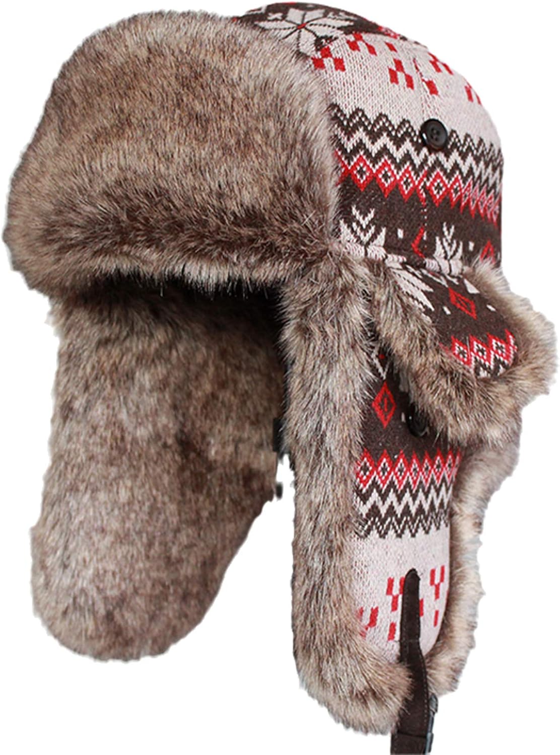 Chapka Russe En Fausse Fourrure Pour Femmes - Bonnet Hiver Chaud Avec Cache-Oreilles - Style Trappeur - Idéal Ski, Shopping, Extérieur