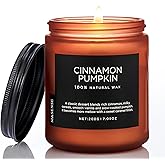 M&SENSE Cinnamon Pumpkin Fall Scented All Natural Soy Wax Candles for Home Scented, Cotton Wick Autumn Long Burning 7.05oz 50 Hours Burn Time, Jar Candle Gift for Thanksgiving