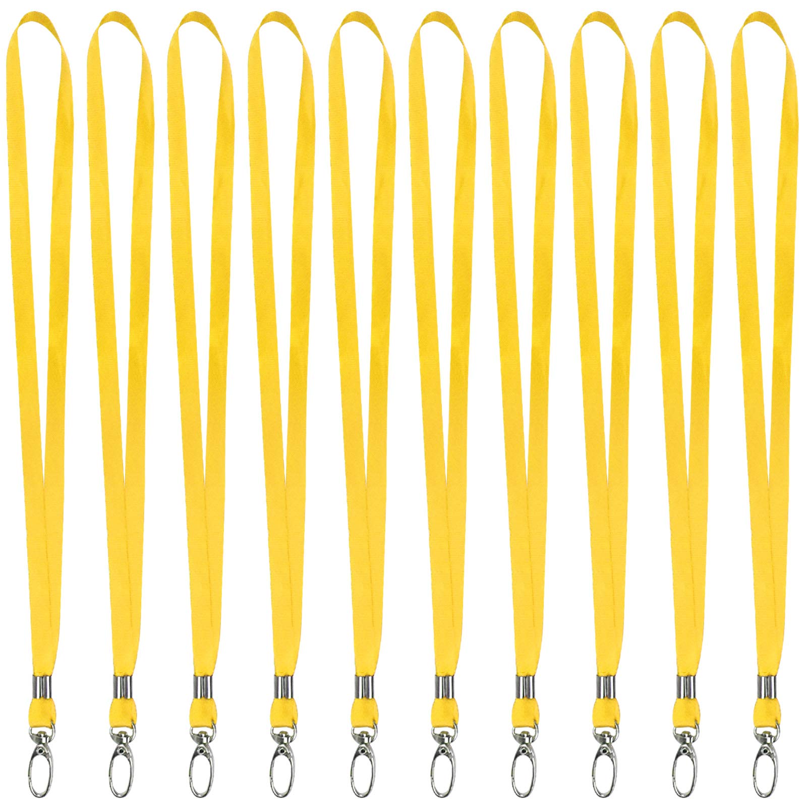 10pcs Neck Strap Lanyards with Swivel Metal Clip, Office Badge Holder for Staff, Durable Nylon Lanyards for Camera USB Key ID Card Badge (Yellow)