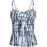 Holipick Tankini Top for Women Twist Front Bandeau Swimsuit Tummy Control Bathing Suit Tops Only No Bottom