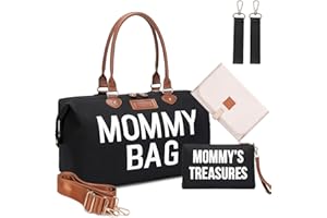 DOFASAYI Diaper Bag Tote - Mom Bag with Changing Pad, Waterproof Baby Diaper Bag Backpack, Large Travel Essentials Tote Bag Unisex, Black