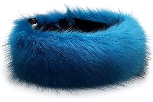 FHQHTH Faux Fur Headband with Elastic for Women Winter Earwarmer Ski Cold Earmuff (Red)