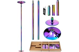 PRIOR FITNESS Premium Dance Pole Removable 45mm Spinning & Static Dancing Pole Heavy-Duty Steel Pole Dancing Pole, Adjustable Height Professional Grade Excellent for Home Exercise Club Gym