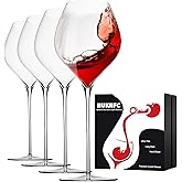 HUKNFC Ultra-Thin Premium Crystal Glasses Hand Blown Crystal Glass Light, Clear,Wine Glasses Set of 4,17oz Red/White,Long Stem Glasses for Red or White for Party,Unique Wedding Anniversary