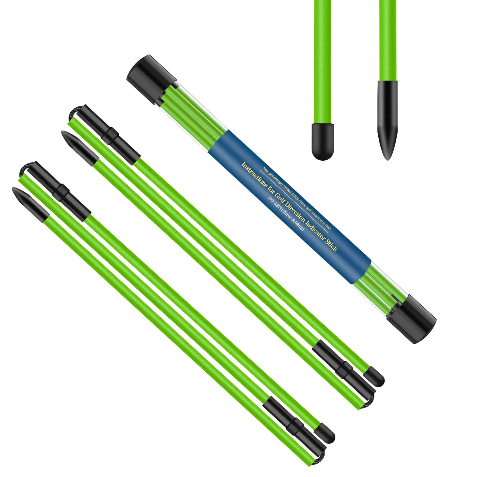 Photo 1 of BAIRBRE Golf Alignment Sticks 2 Pack,Golf Alignment Rods Upgraded 48" Collapsible Golf Practice Sticks Golf Training Aid for Aiming,Putting,Golf Training Sticks with Clear Tube Case (Green)