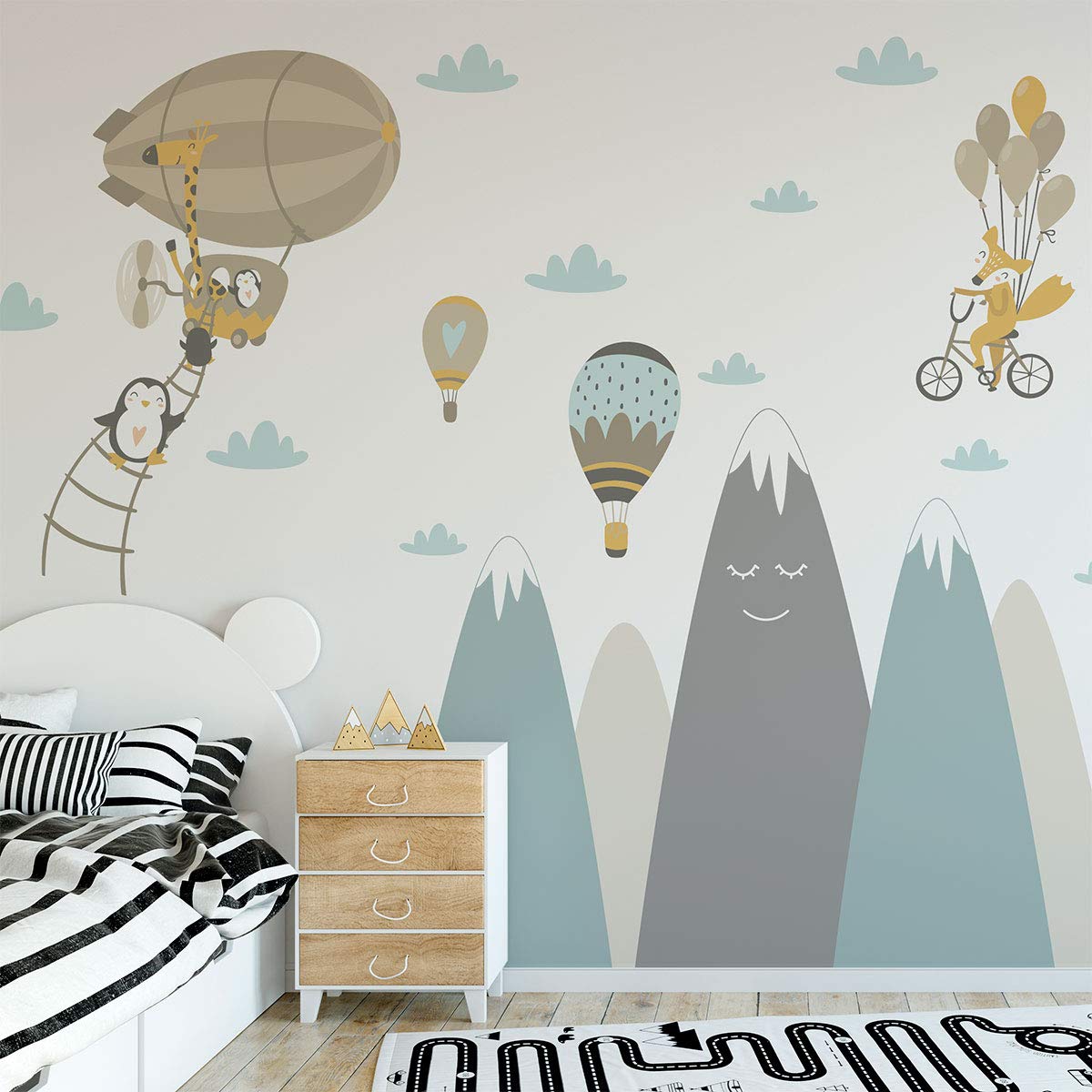 Giant Scandinavian Mountains Children's Wall Sticker Decoration for Baby/Animal Room 50 x 90 cm 1 Unit