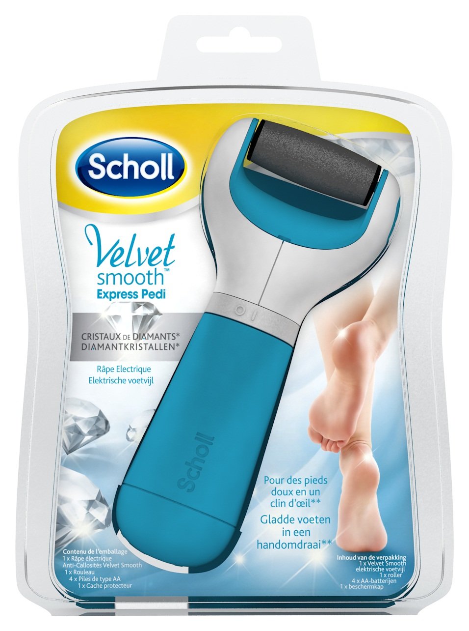Scholl Velvet Smooth Express Pedi Electric Grater with Diamond Crystals Blue